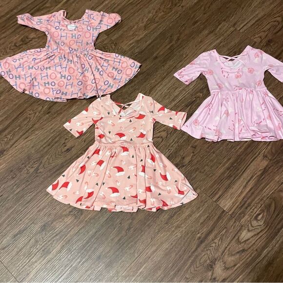 Dot Dot Smile 3 Ballerina Style Holiday Twirl Dresses Pink Size 12-24 Months - Picture 3 of 9